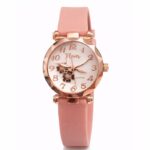 Elegant Rose Gold Flower Dial Women’s Watch with Pink Strap | Stylish Analog Ladies Wrist Watch
