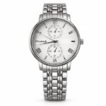 Elegant Women’s Analog Watch with Roman Numerals & Dual Sub-Dials | Stainless Steel Ladies Wrist Watch